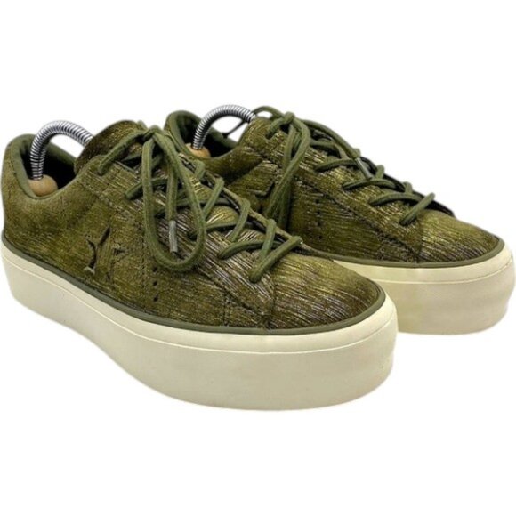 Converse One Star army green platform sneakers size 6 - Picture 1 of 7